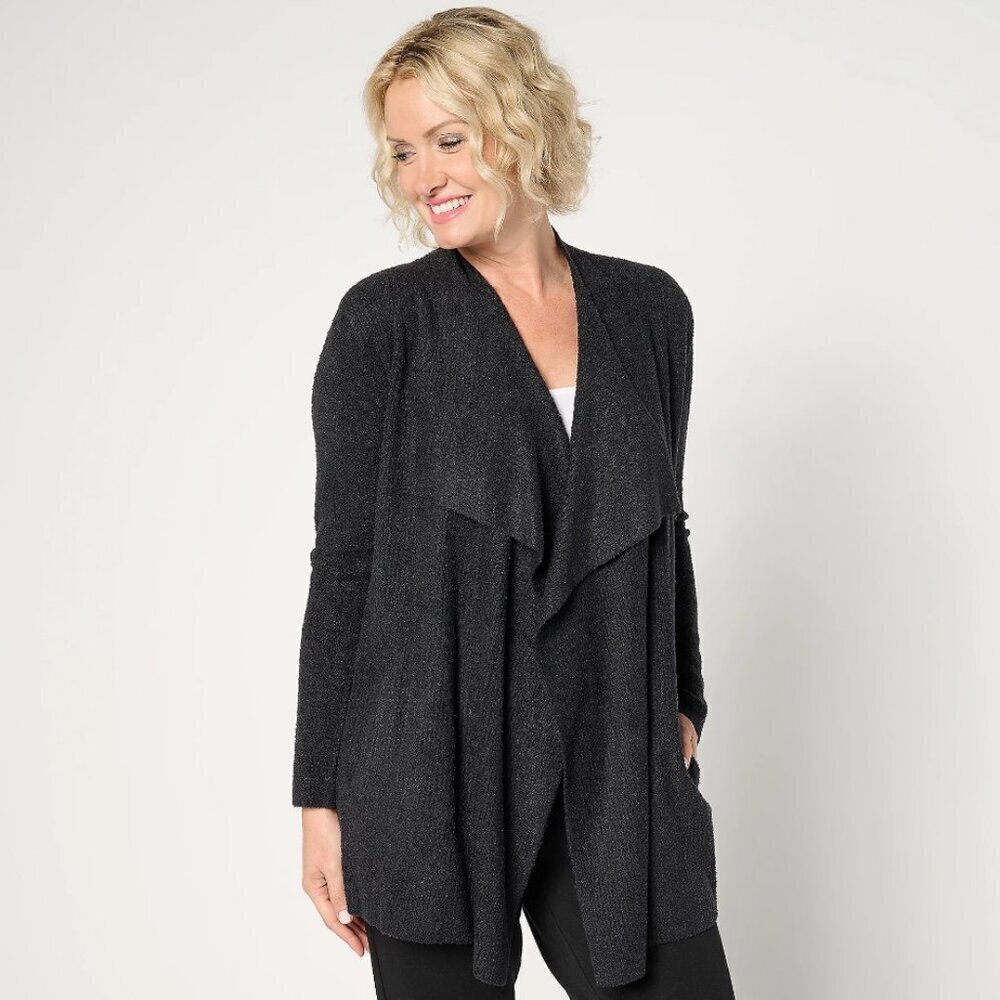 Barefoot Dreams Regular CozyChic Lite Ribbed Island Wrap Cardigan Black Size S/M